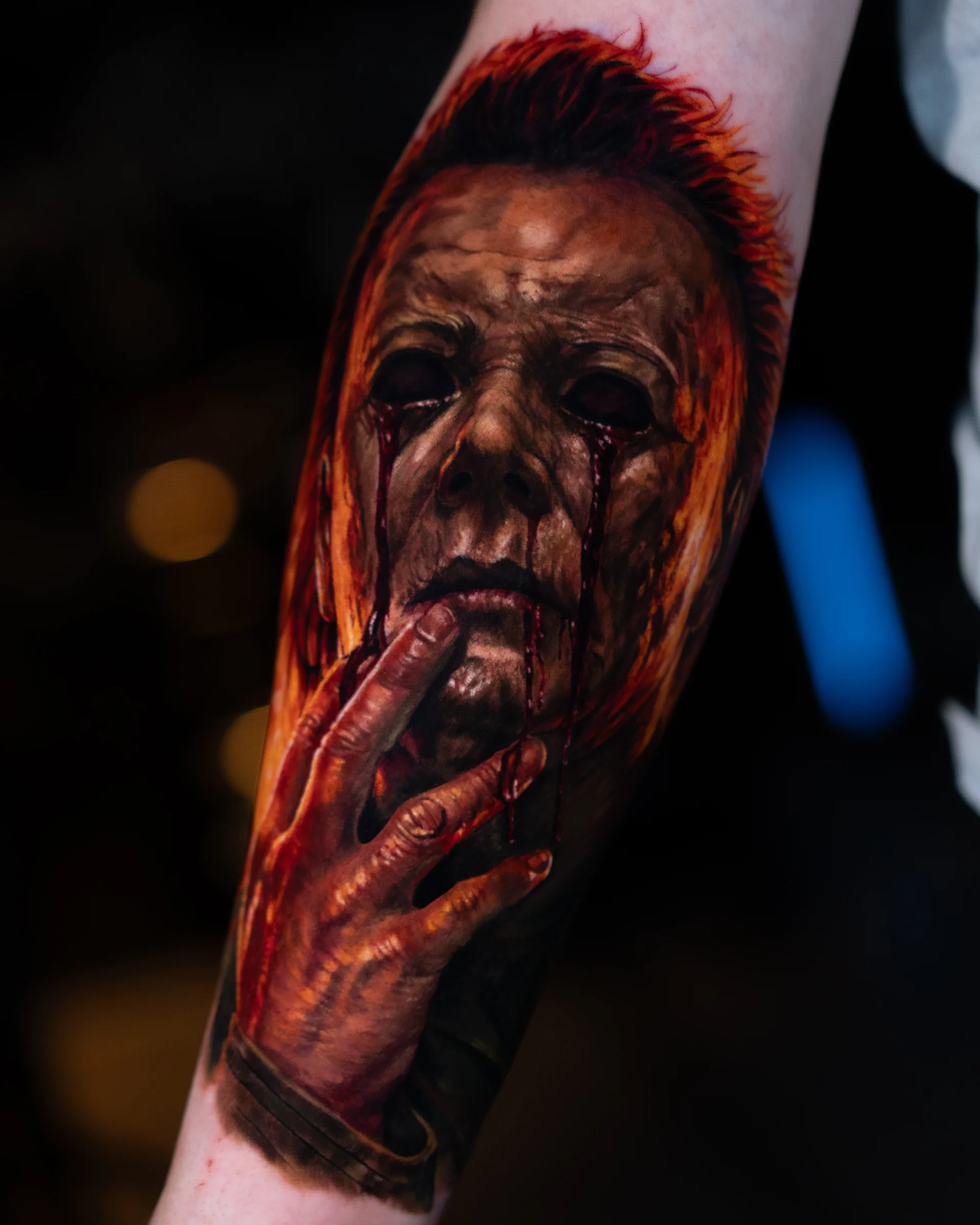 Colour realism horror portrait tattoo by Vladimir Vishar